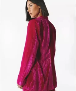 The Voice S27 Iris Herrera Pink Crushed Velvet Blazer