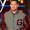 The Voice S27 Michael Buble Grey Burgundy Varsity Jacket