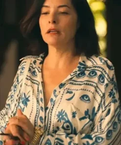 The White Lotus S03 Parker Posey Printed Mini Shirt Dress