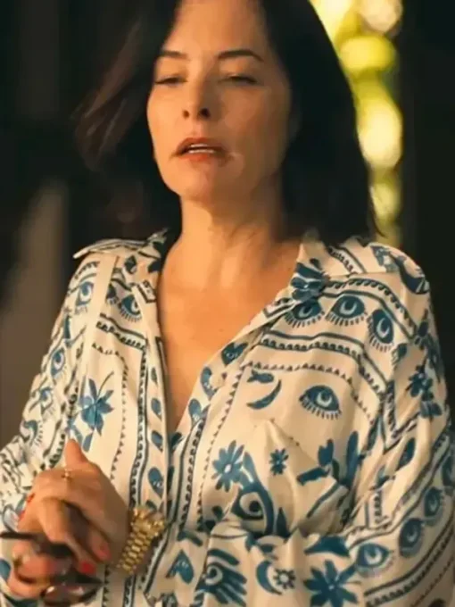 The White Lotus S03 Parker Posey Printed Mini Shirt Dress
