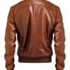 Vintage Brown Leather Bomber Jacket