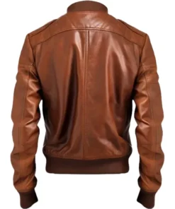 Vintage Brown Leather Bomber Jacket