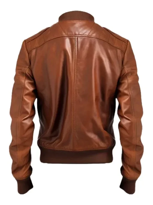 Vintage Brown Leather Bomber Jacket