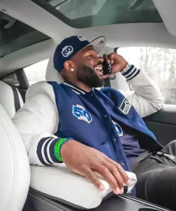 50th Season Seahawks Jacket Blue White