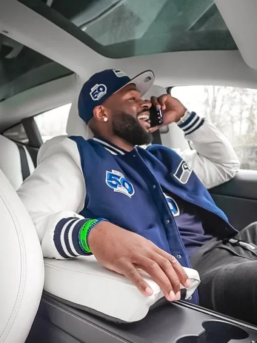 50th Season Seahawks Jacket Blue White
