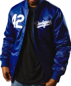 Jackie Robinson Dodgers Jacket Blue
