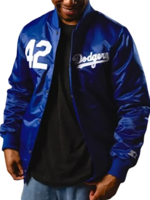 Jackie Robinson Dodgers Jacket Blue