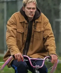 Locked 2025 Bill Skarsgard Brown Jacket