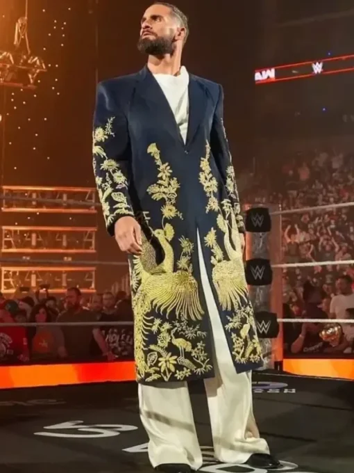 WWE RAW Seth Rollins Golden Peacock Coat