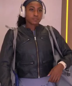 Coco Gauff Black Leather Jacket