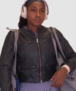 Coco Gauff Custom Leather Jacket Black