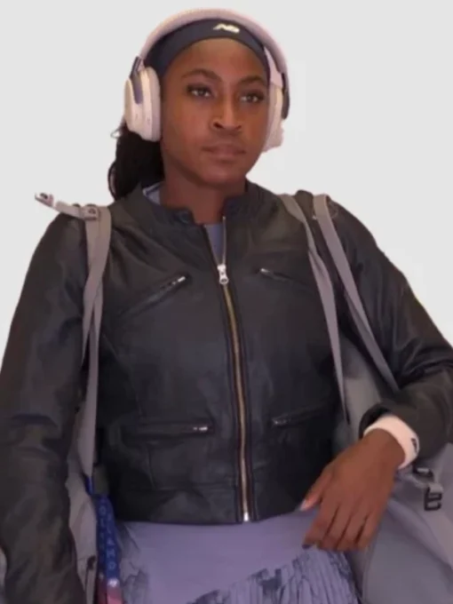 Coco Gauff Custom Leather Jacket Black