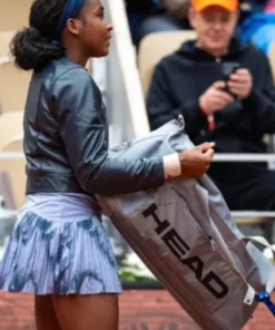 Coco Gauff Leather Black Jacket