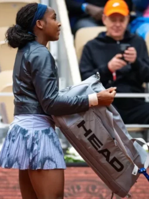 Coco Gauff Leather Black Jacket