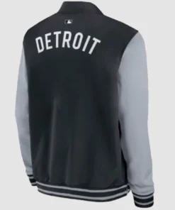 Detroit Tigers Dugout Bomber Black And Grey Jacket