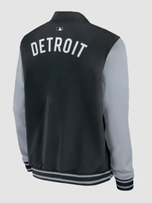 Detroit Tigers Dugout Bomber Black And Grey Jacket