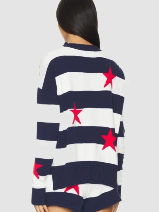 Love Hotel S01 Shannon Beador Red Stars Striped Blue And White Sweater