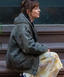 Materialists 2024 Dakota Johnson Grey Hooded Jacket