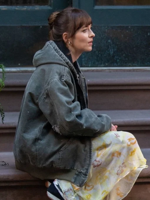 Materialists 2024 Dakota Johnson Grey Hooded Jacket