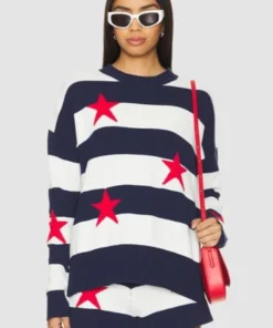 TV Series Love Hotel S01 Shannon Beador Red Stars Blue White Striped Sweater