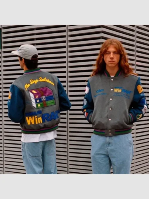 Tern x WinRAR Grey and Blue Varsity Jacket