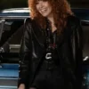 Poker Face S02 Charlie Cale Natasha Lyonne Black Leather Coat