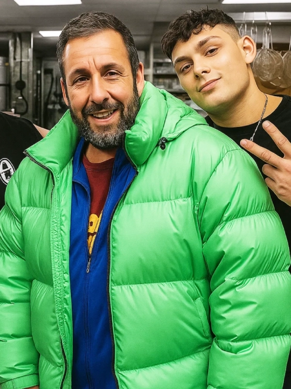 Adam Sandler Green Puffer Jacket