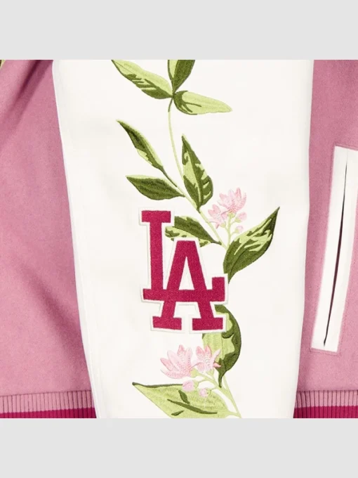 LA Dodgers Floral Pink Varsity Jacket