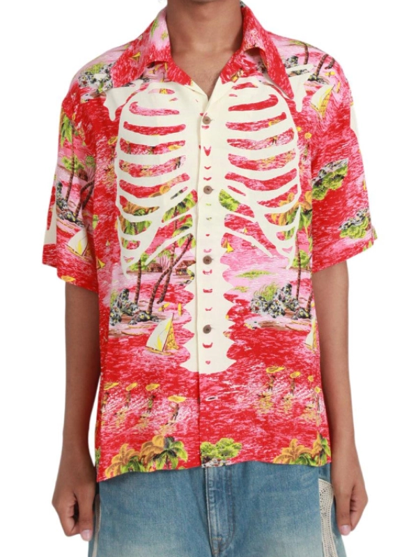 Platonic S02 Seth Rogen Skeleton Printed Red Shirt