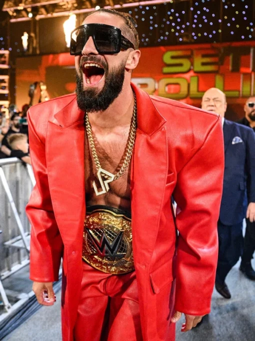 Raw 2025 Seth Rollins Leather Coat
