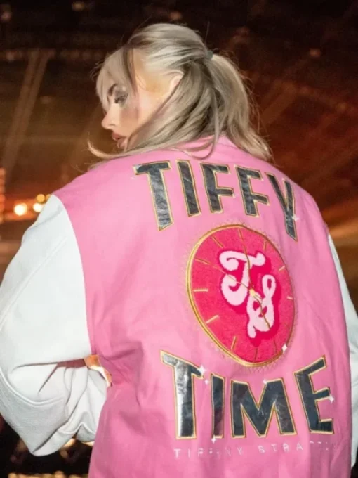 Tiffany Stratton Pink Varsity Jacket