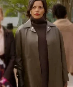 And Just Like That S3 Sarita Choudhury Brown Leather Coat