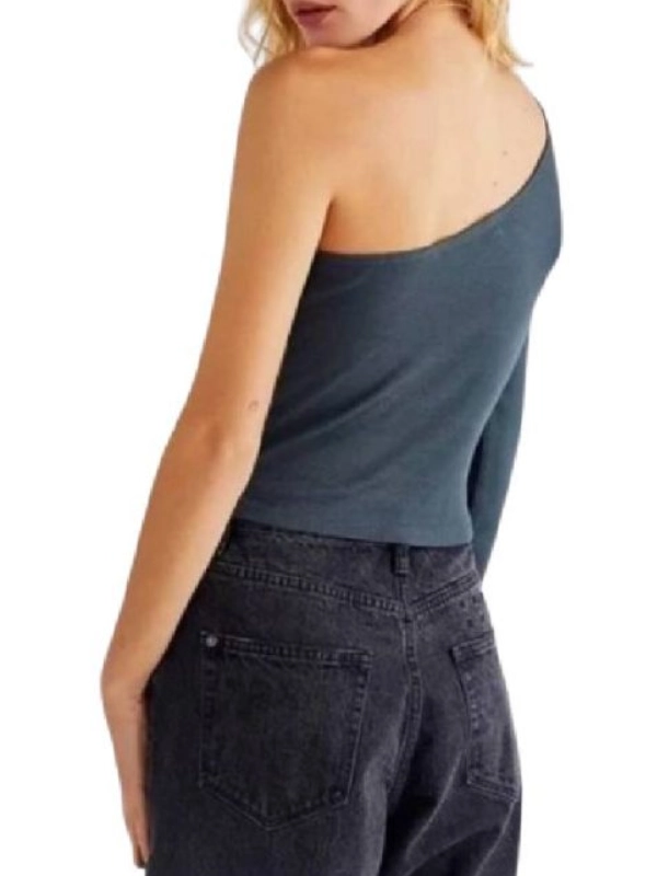 Big Brother USA Ashley Hollis Floral One Shoulder Navy Blue Top