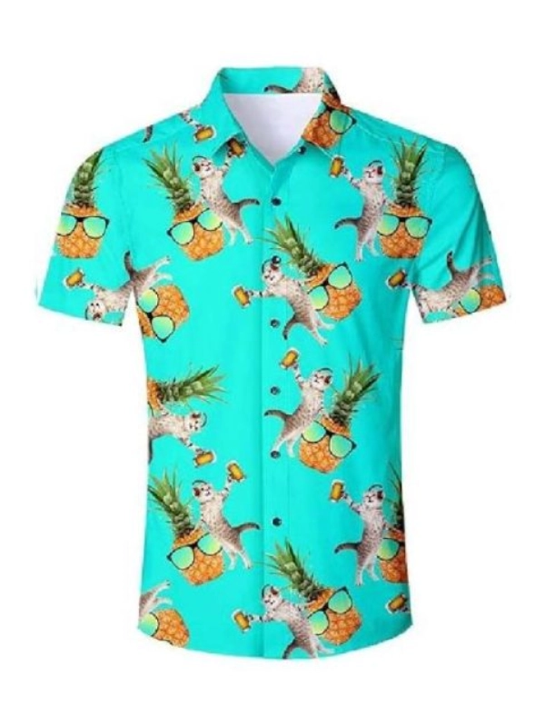 House of Cats Ivo Graham Cats Pineapple Print Hawaiian Shirt